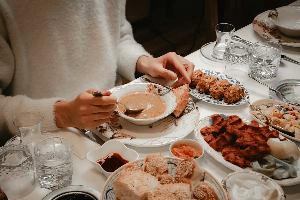 A warm, home-style meal with soup and freshly prepared dishes